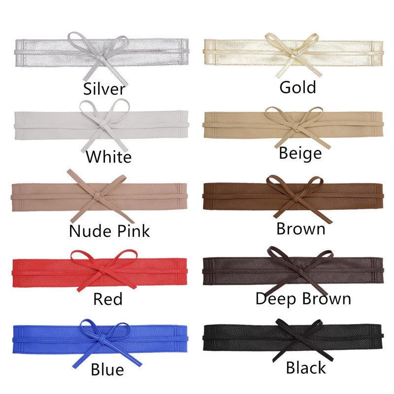 Ayliss Women Soft Leather Obi Belt Self Tie Wrap Cinch Belt,Black - Image 2